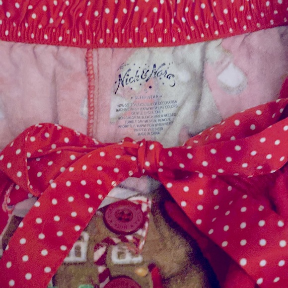 NICK&NORA FLANNEL PJ SET, sock monkey Christmas gingerbread house Size Small EUC - Picture 7 of 8